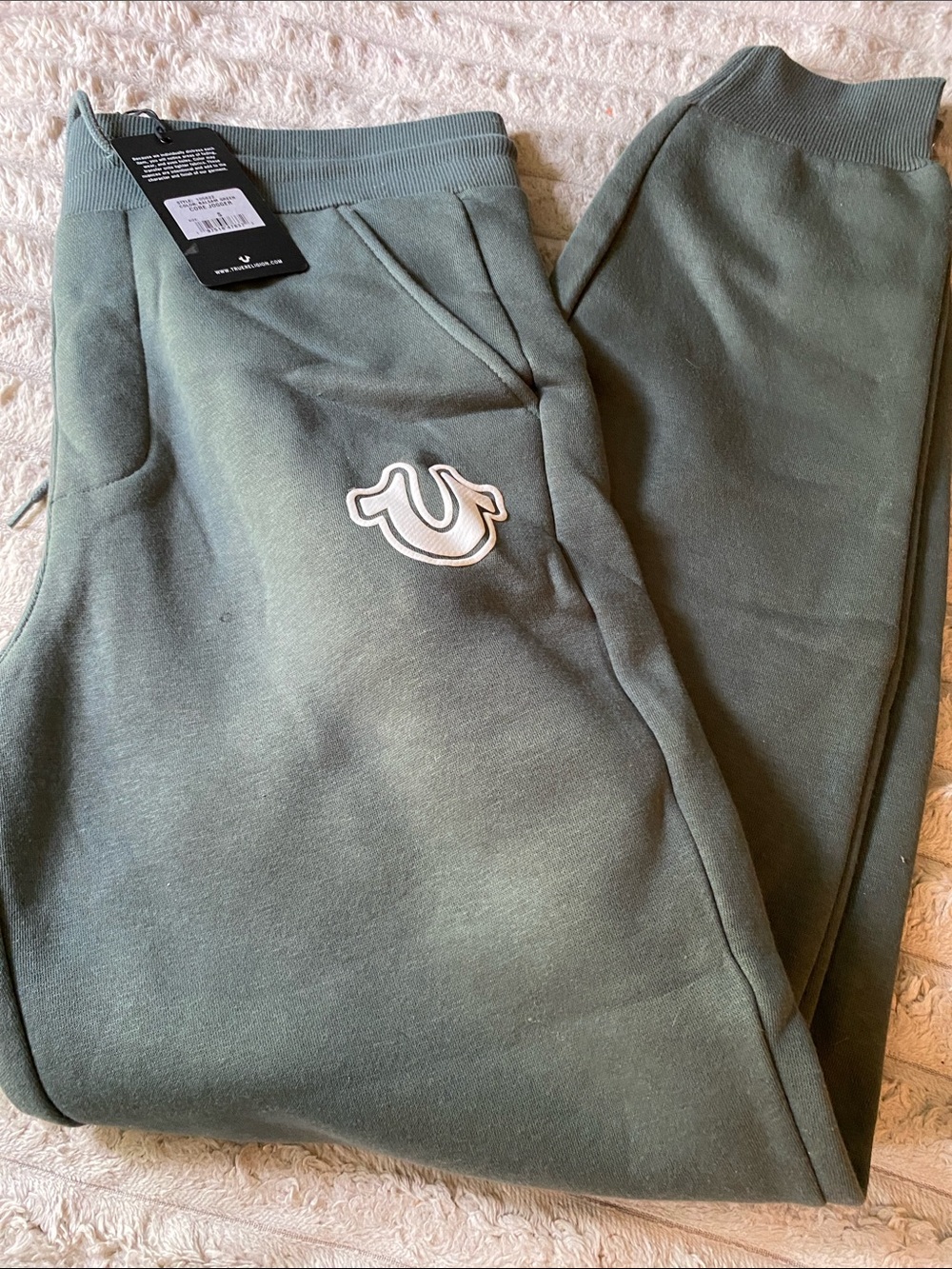 True Religion Olive Green Logo Joggers